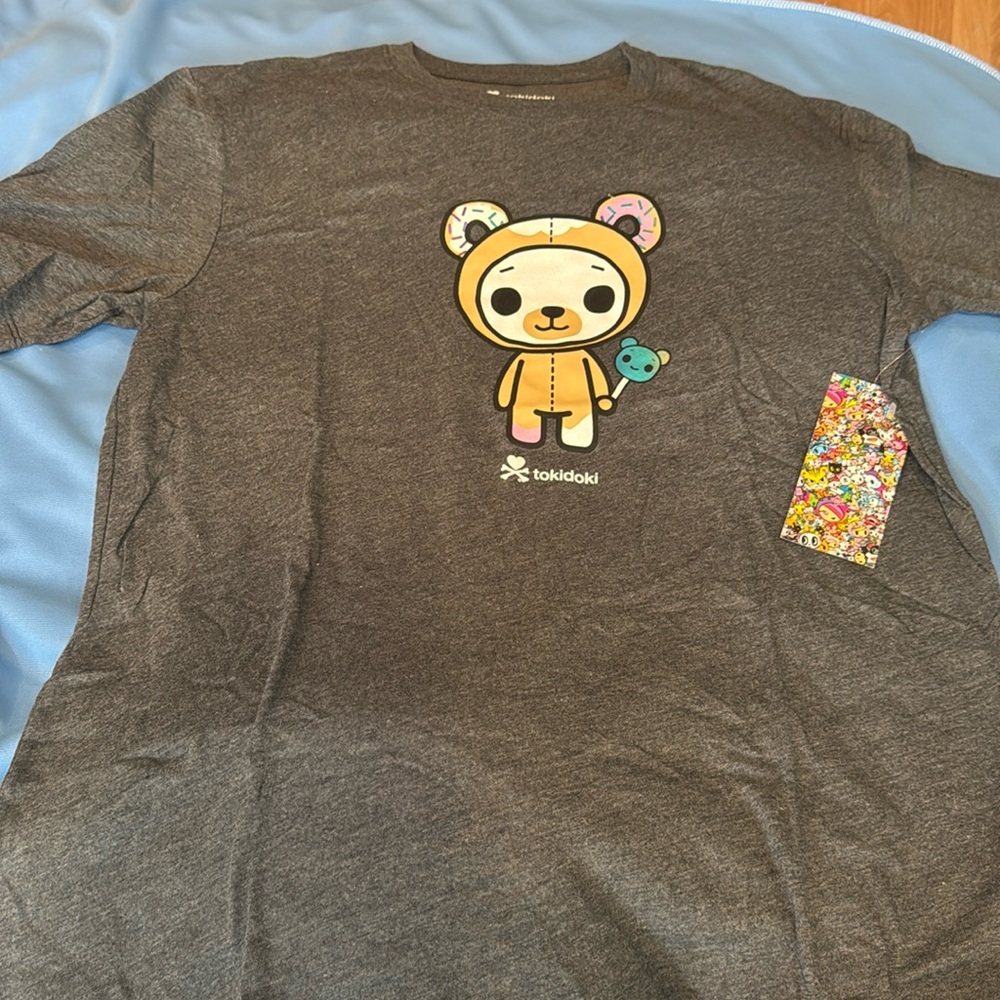tokidoki Gray Short Sleeve Tee with Bear Graphic